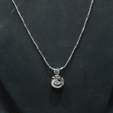 92.5 Sterling Silver Chain With Stone Pendant